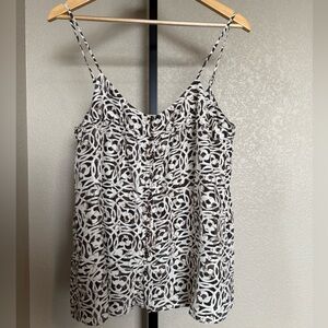 Banana Republic Silk Dark Brown/Cream Animal Print Casual Top Sz M‎